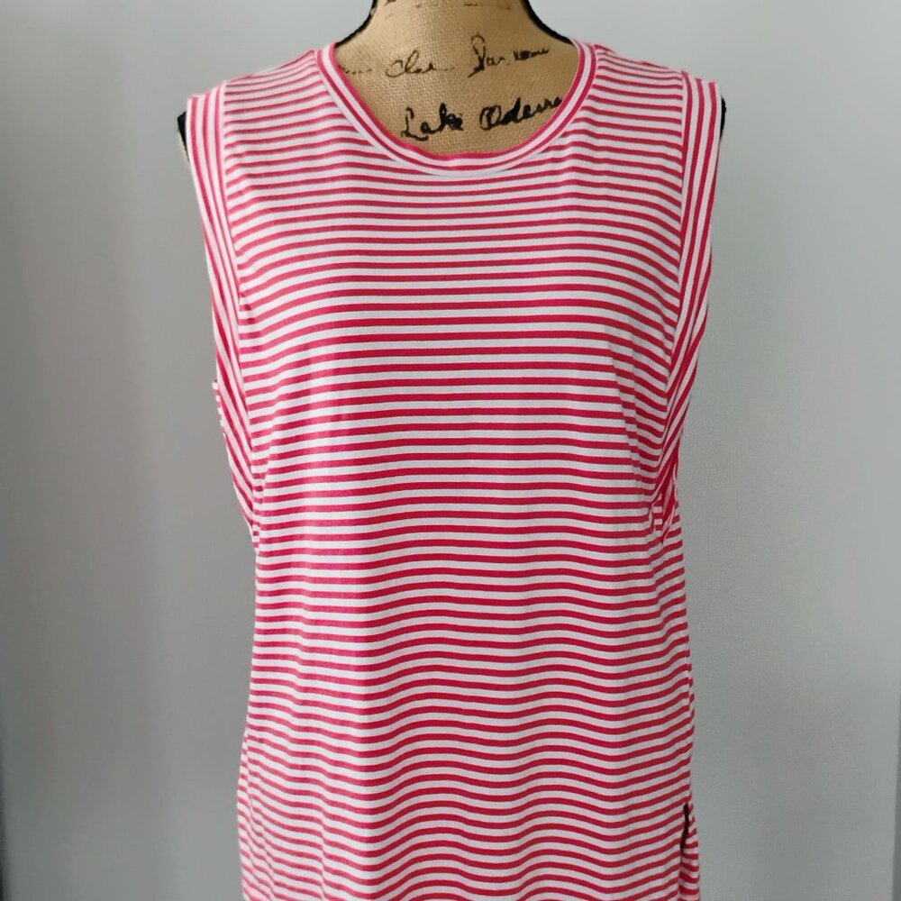 Michael Kors Ladies Sleeveless shirt Dark Pink & White Striped X- Large